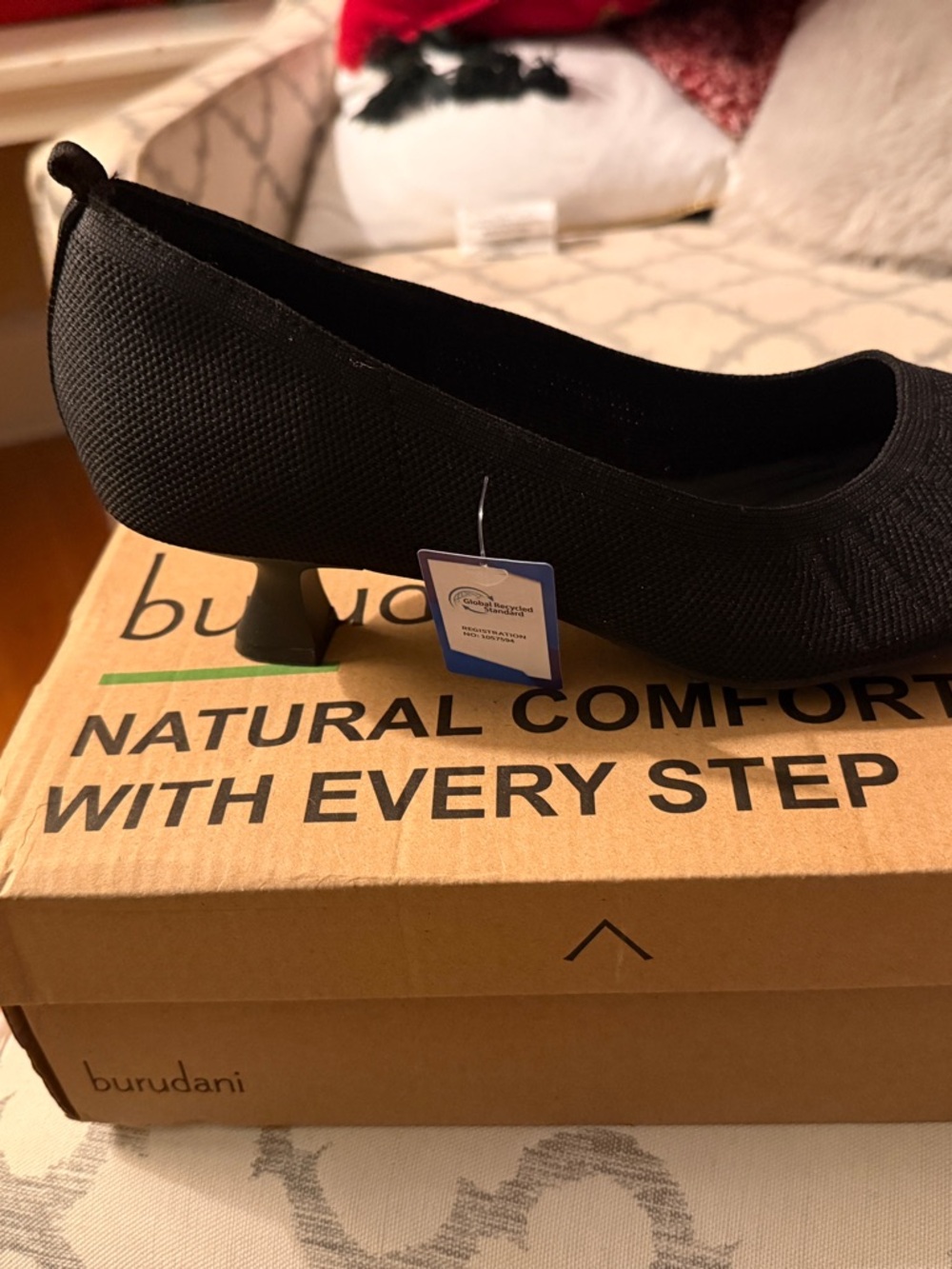 Black Knit Low Heel Slip-On Loafer